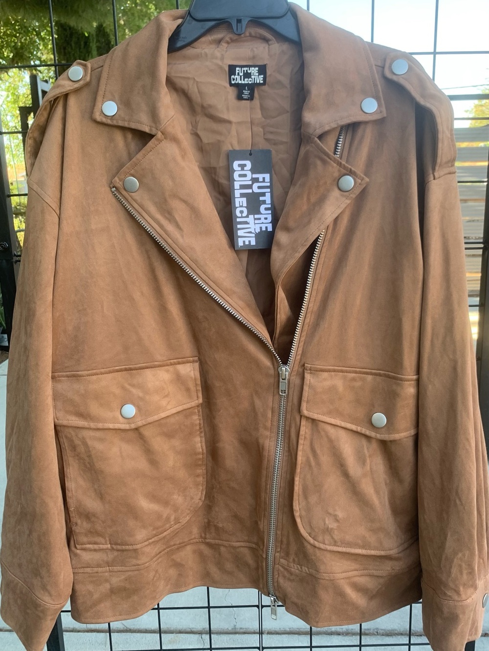 NWT Future Collective Suede Moto Jacket